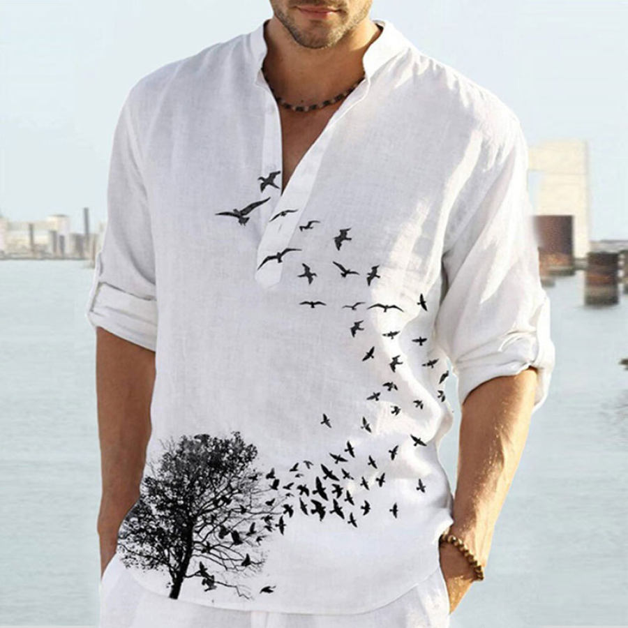 

Men's Printed Casual Loose Long Sleeve Shirt