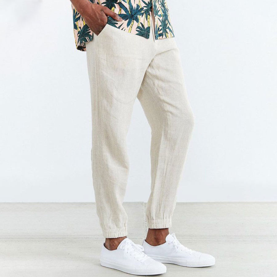 

Men's Cotton Linen Loose Casual Solid Color Pants