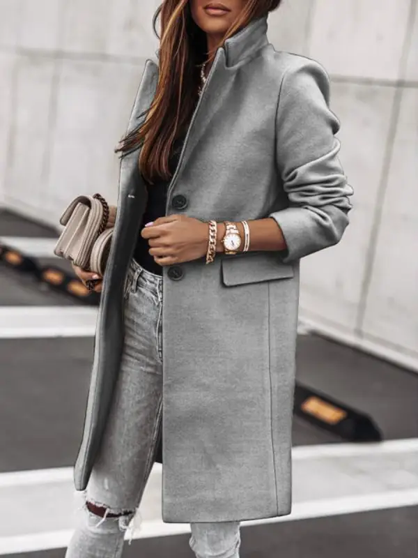 Solid Color Casual Loose Cardigan Woolen Coat - Maxizero.chimpone.com 