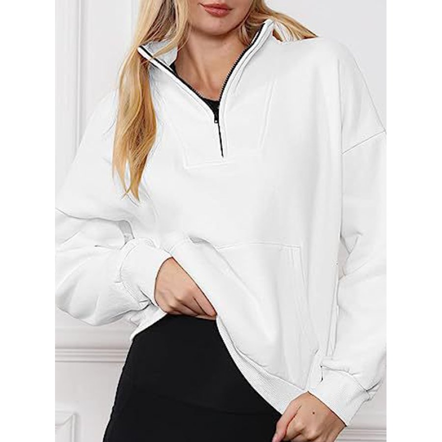

Felpa Casual A Maniche Lunghe Con Cerniera Da Donna