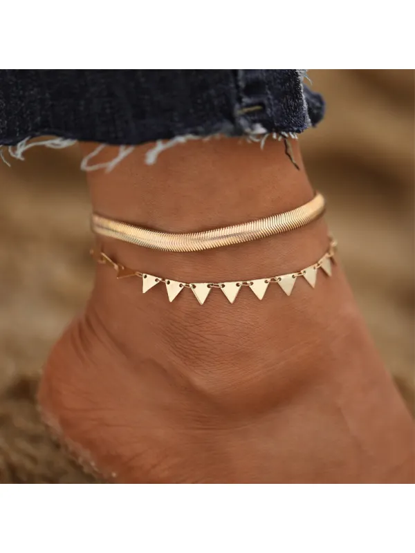 Casual Fashion Gold Triangle Double Layer Anklet - Ninacloak.com 