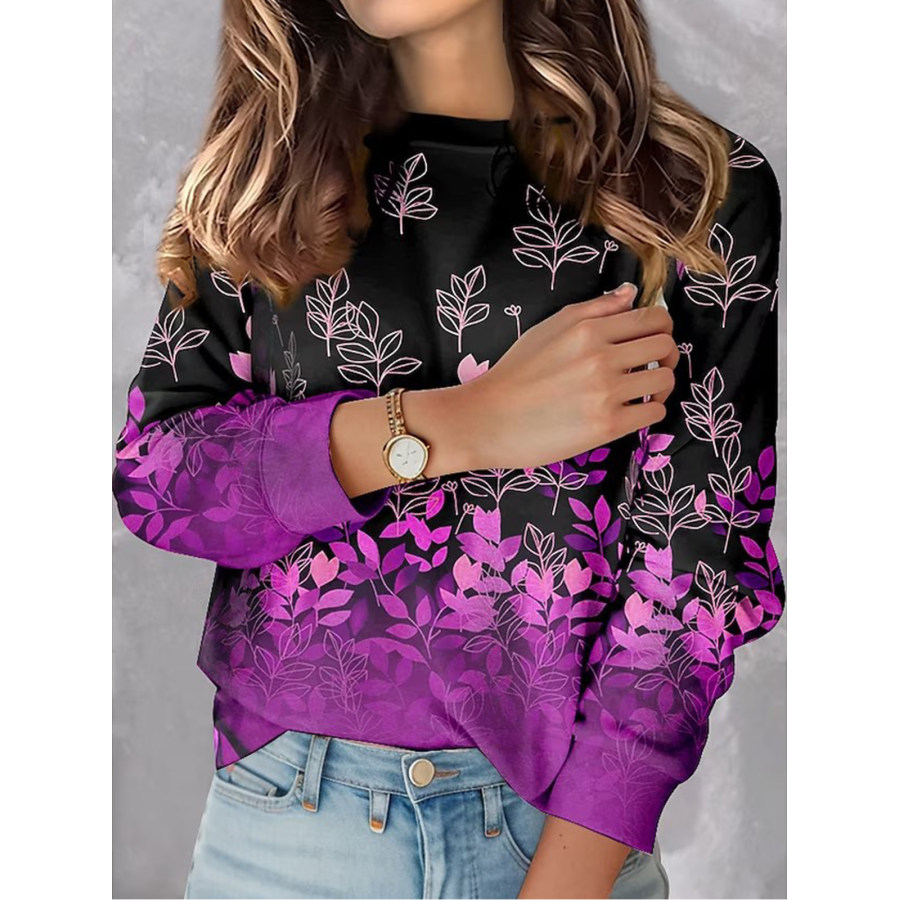 

Women's Vintage Gradient Floral Print Round Neck Sweatshirt