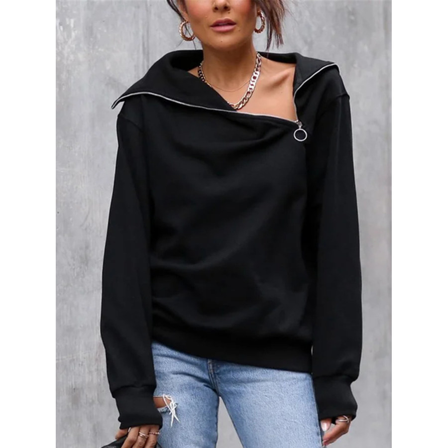 

Women's Dark Fashion Loose Asymmetric Casual Solid Color Sweatshirt