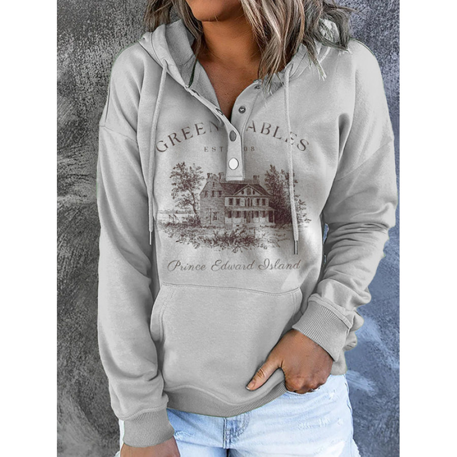 

Damen-Sweatshirt Mit Vintage-Statue-Print Kapuzenpullover Und Tasche