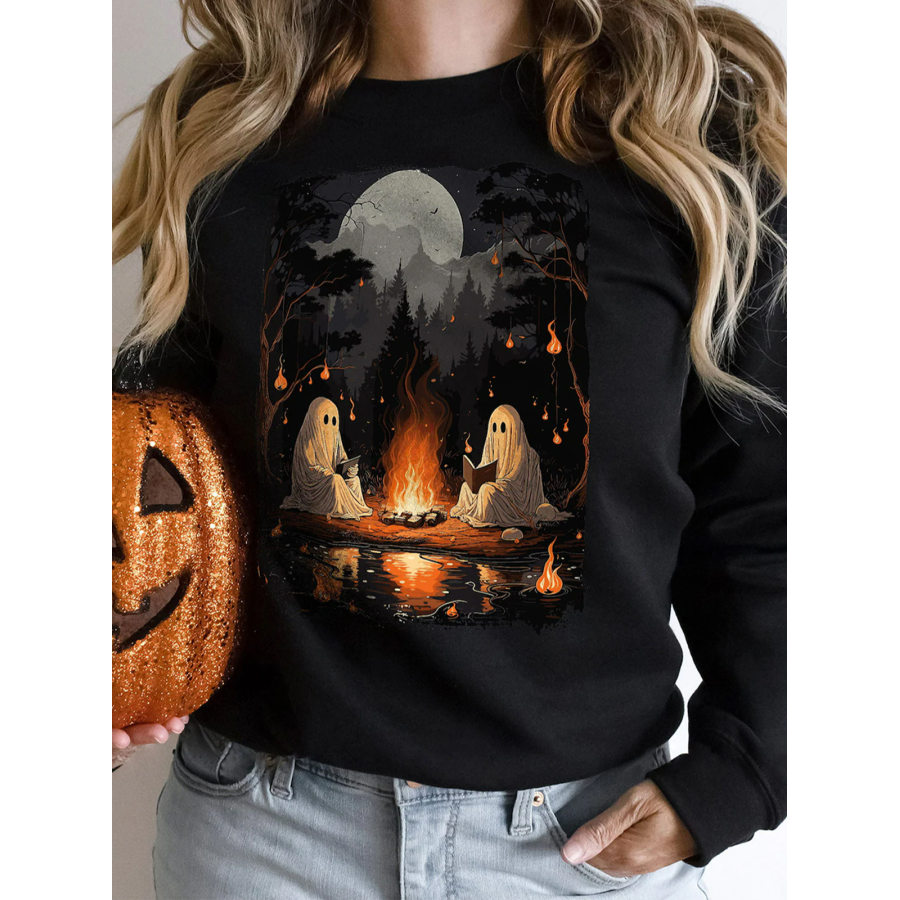 

Women's Vintage Halloween Pumpkin Print Sweatshirt