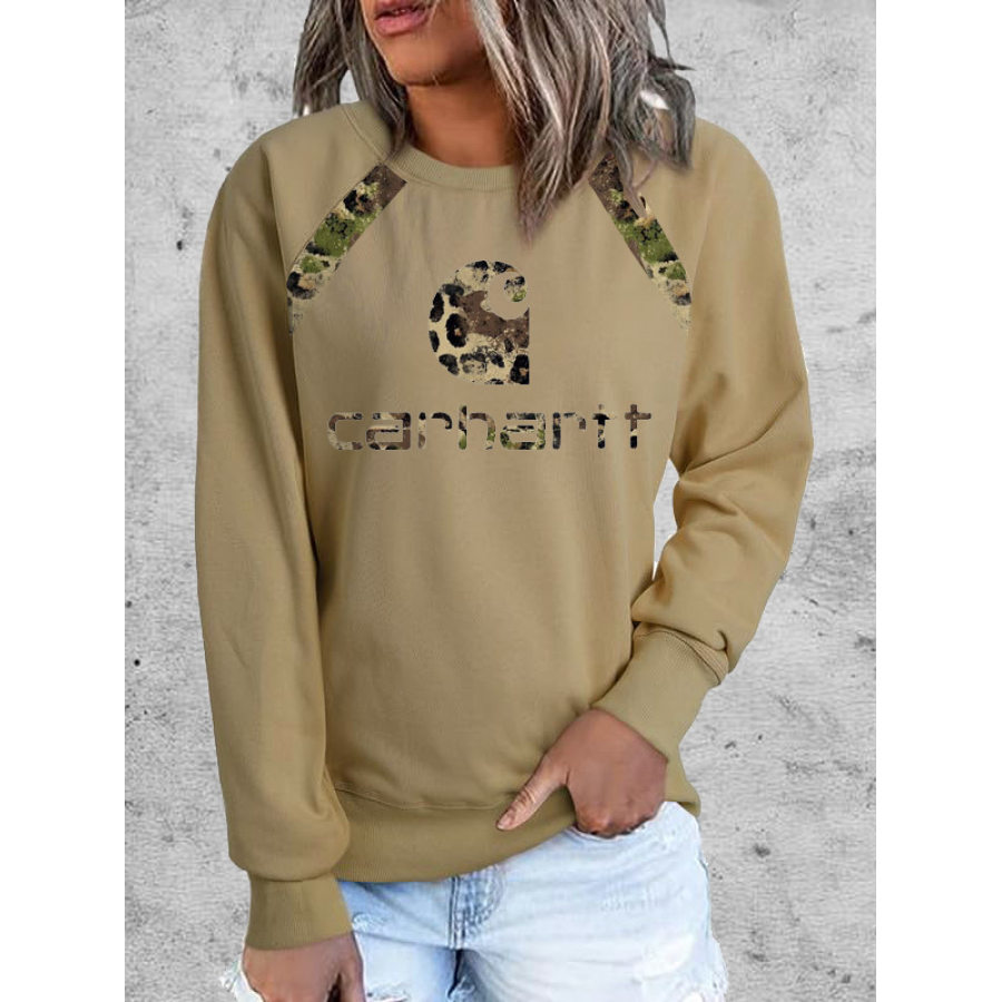 

Sudadera Con Estampado De Letras De Leopardo Vintage Para Mujer