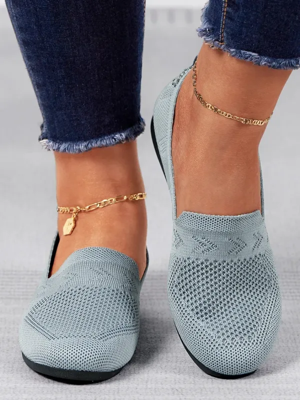 Women's Breathable Mesh Fabric Flat Shoes Breathable Women Running Shoes Slip On Flat Shoes Lightweight Knitting Flats - Gethefashion.chimpone.com 