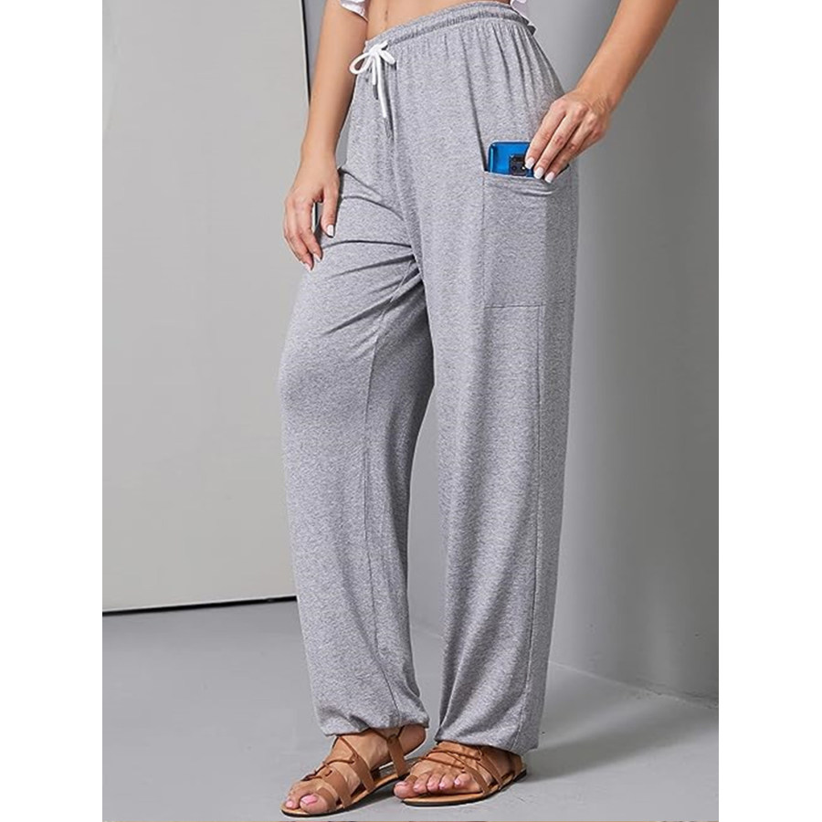 

Women's Solid Color Pocket Casual Sports Trousers