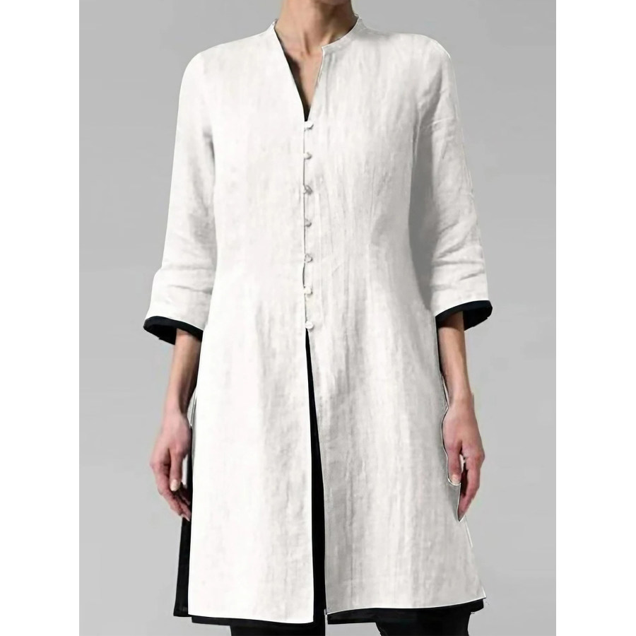 

Camicia Cardigan A Maniche A Tre Quarti Retrò Ampia Di Media Lunghezza Da Donna Taglie Forti