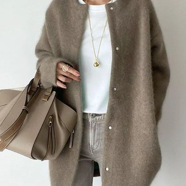 Women's Solid Color Soft Knitted Loose Jacket Cardigan - Cotosen.com