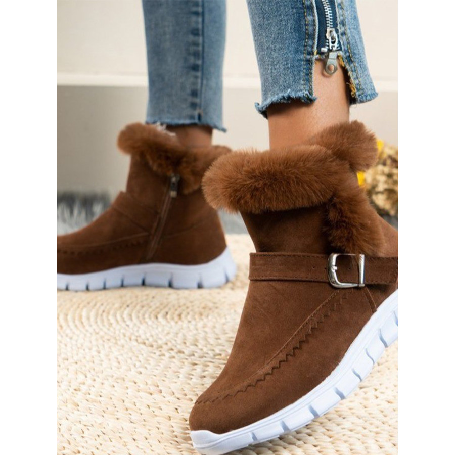 

Women's Thickened Velvet Solid Color Warm Flat Boots