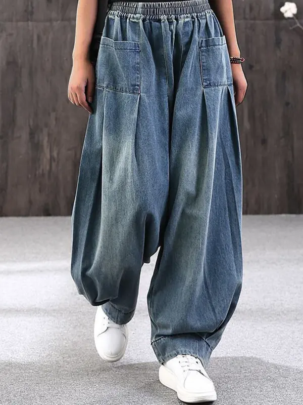 Women's Retro Loose Casual Bloomer Jeans - Viewbena.com 