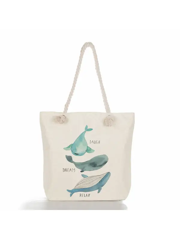 Ocean Print Lino Art Tote Bag - Ninacloak.com 