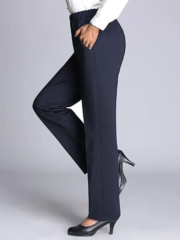 Women's Fleece High Waist Straight Casual Formal Pants - Ninacloak.com 