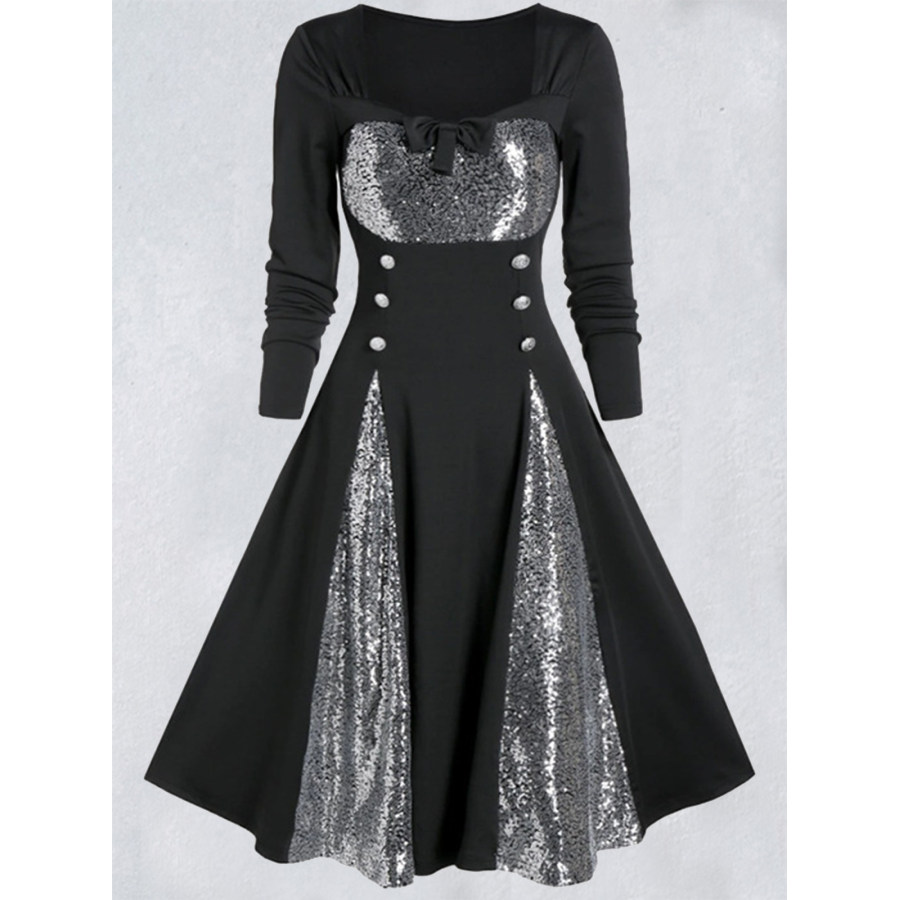 

Женское винтажное свободное платье с пайетками в стиле пэчворк на талии