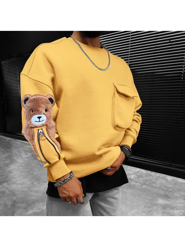 Teddy Bear Oversized Men's Sweatshirt - Ninacloak.com 