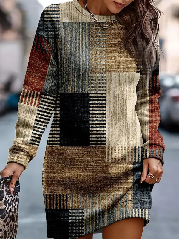 Women's Retro Geometric Print Aline Dress