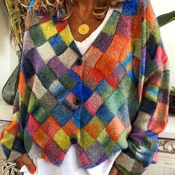 Women's Stylish Art Cat Print Plush Cardigan - Cotosen.com