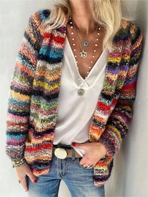 Women's Colorful Casual Woolen Cardigan - Ninacloak.com 