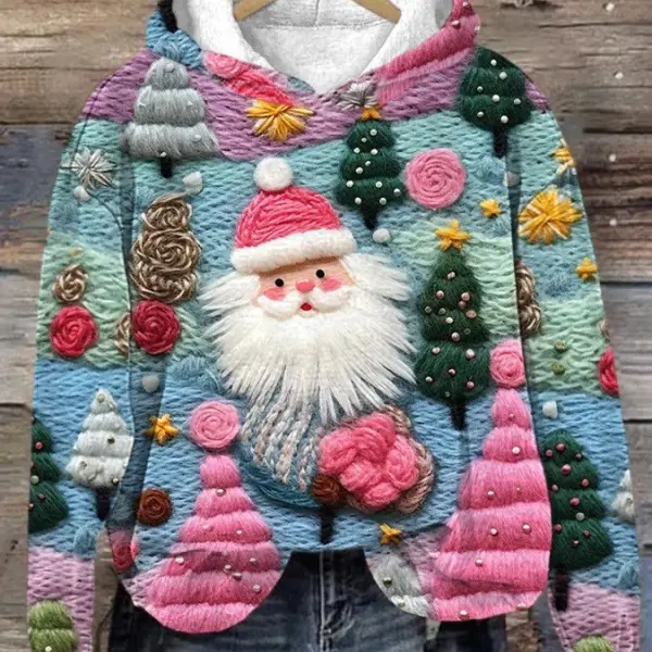Women's Christmas Santa Print Hoodie - Cotosen.com