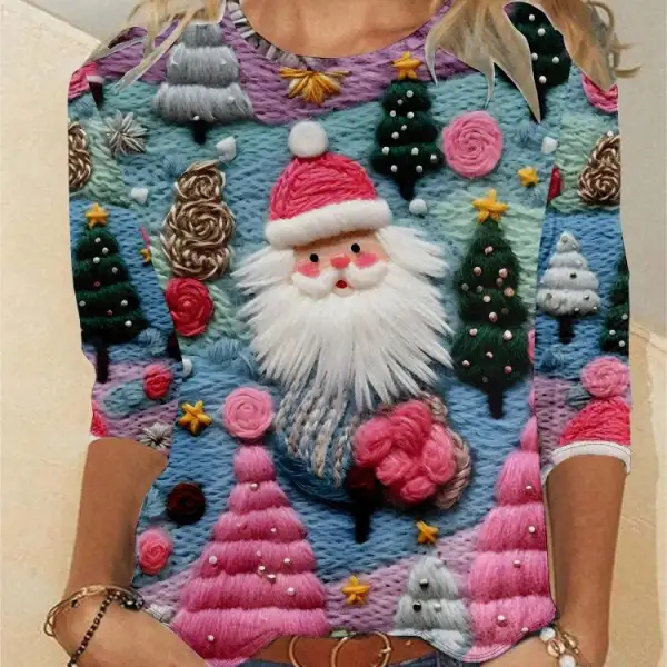 Women's Christmas 3D Printed Long Sleeve T-Shirt Holiday Daily - Cotosen.com