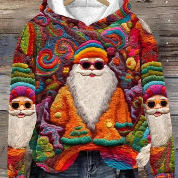 Women's Colorful Santa Print Hoodie - Cotosen.com