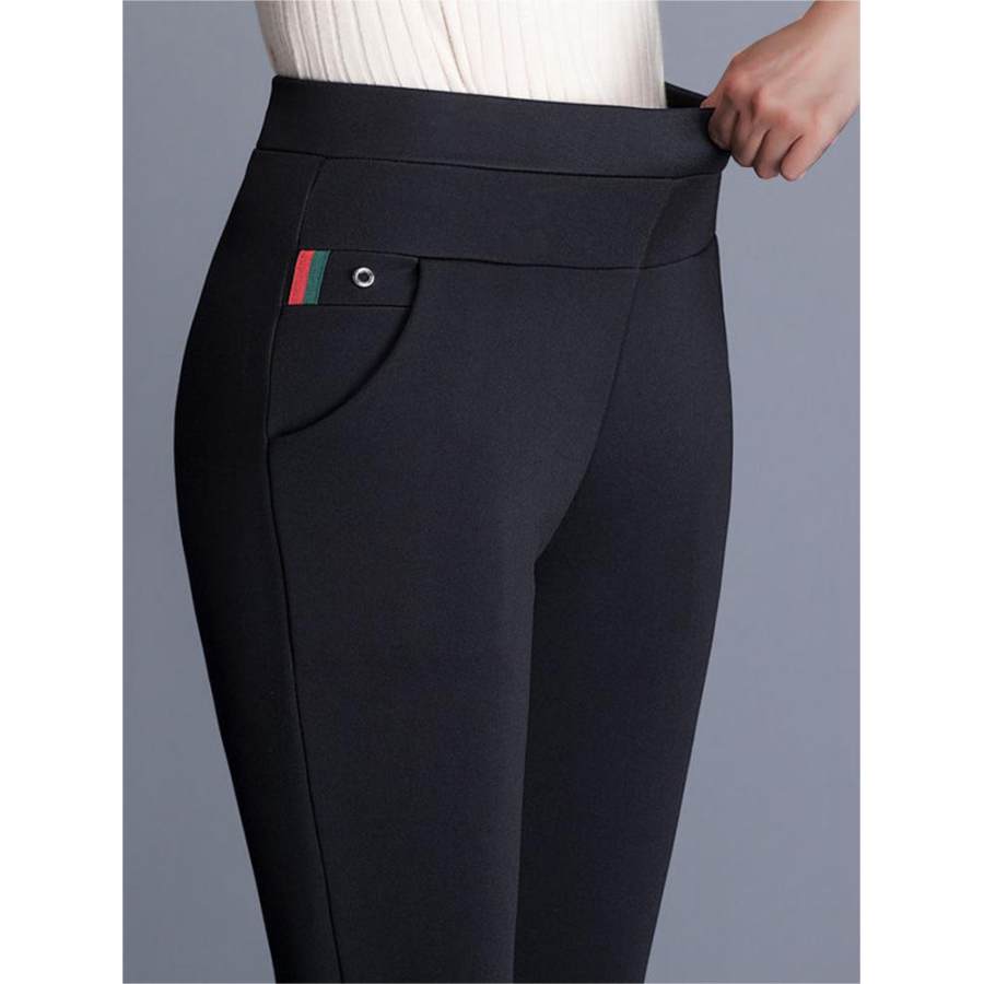 

Pantalons Décontractés Chauds Doublés Polaire Pour Femmes Leggings Taille Haute Pantalons Crayon
