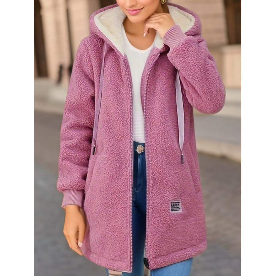 

Sudadera Sherpa De Longitud Media Gruesa De Forro Polar Liso Informal Para Mujer