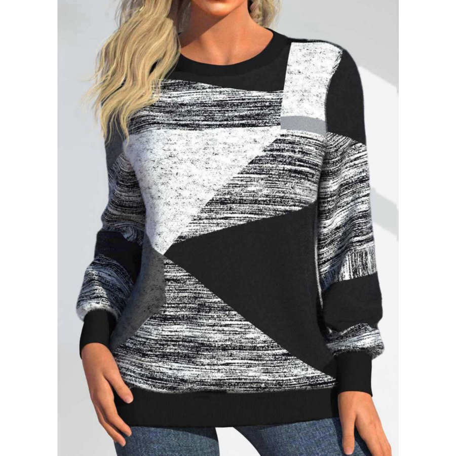 

Women's Striped Imitation Sweater Printed Casual Round Neck Sweatshirt Christmas Holiday Party Sweatshirt