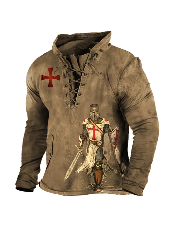 Men's Outdoor Knights Templar Cross Drawstring Shirt - Ninacloak.com 