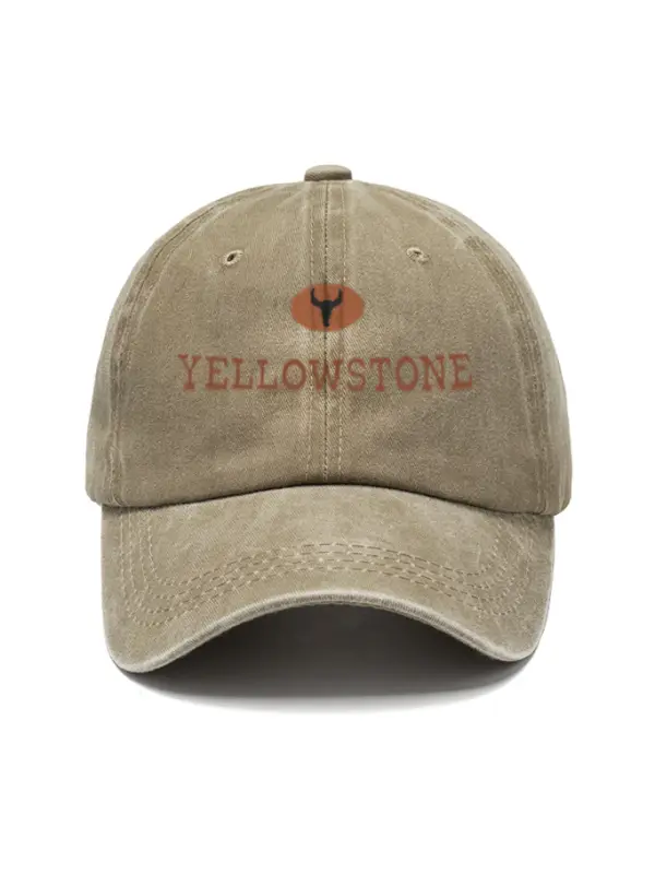 Men's Vintage Yellowstone Print Wash Sun Hat - Ninacloak.com 