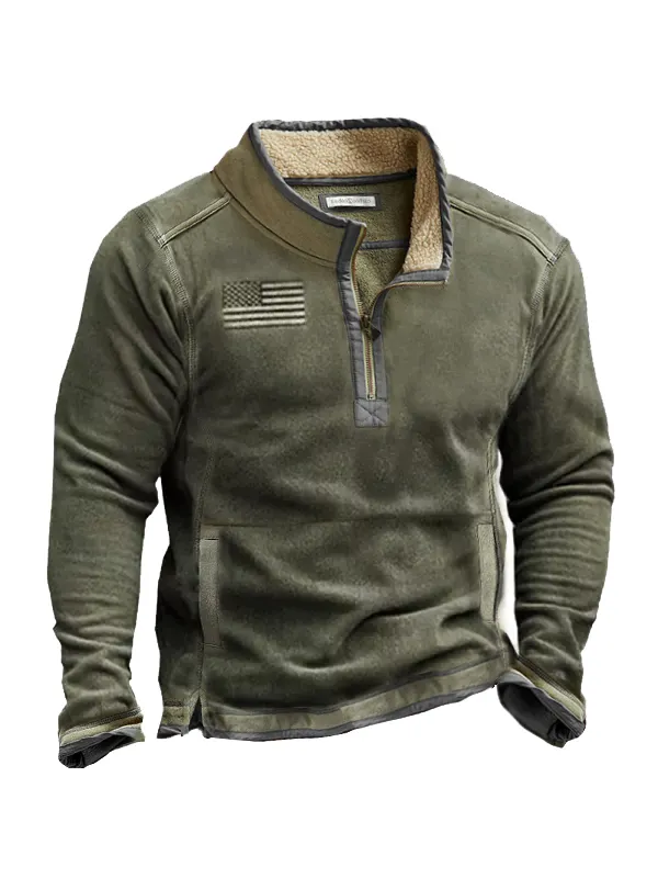 Outdoor Fleece Zippered Half Collar Tactical Men's Sweatshirt - Ninacloak.com 
