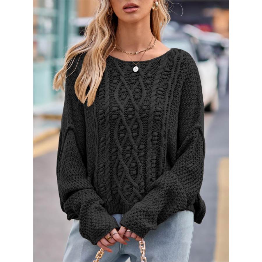 

Damen-Pullover Mit Rundem Halsausschnitt Und Twist-Strick