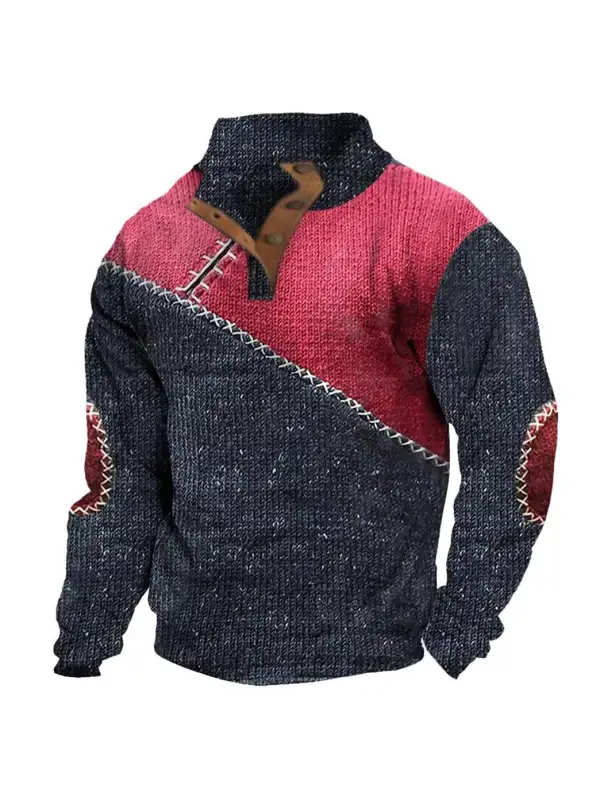 Men's Sweatshirt 3D Print Color Block Festival Holiday Buttons Daily Tops - Ninacloak.com 