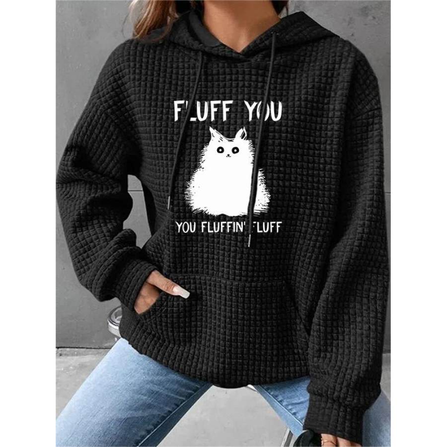 

Lässiges Damen-Sweatshirt Mit Waffelmuster Und Kapuzentasche Von Fluff You