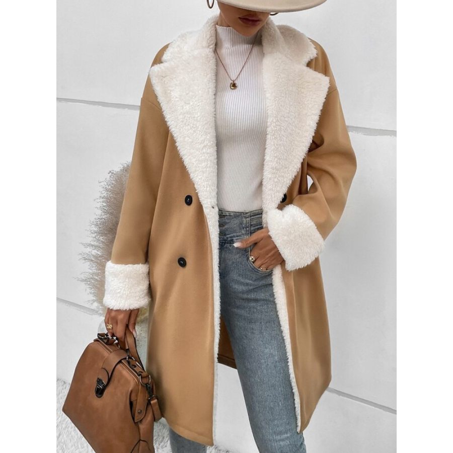 

Women's Retro Fleece Lapel Mid-length Woolen Coat