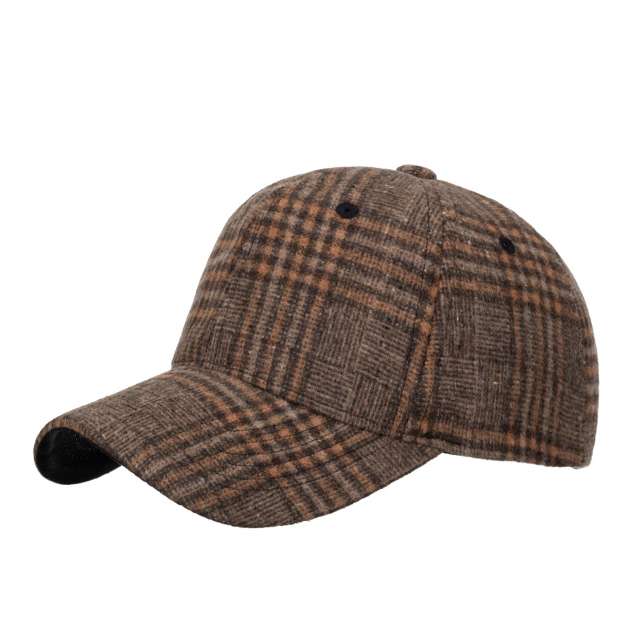 

Retro Plaid Wool Peaked Baseball Cap