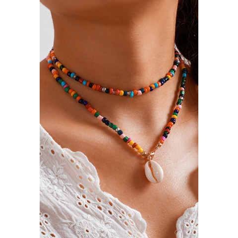 Bohemian Color Rice Bead Shell Necklace Necklace Shell Pendant Necklace Female