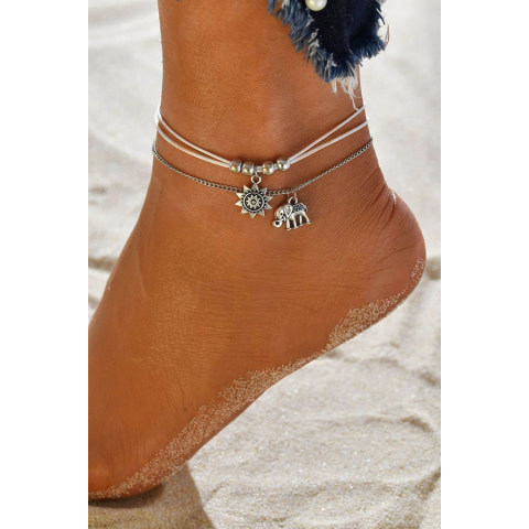 Beads chain retro multi layer anklets