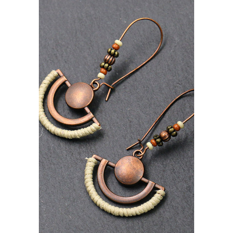 Retro round earrings female creative flower alloy earrings