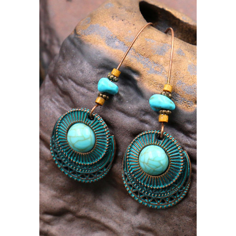 Fashionable round alloy turquoise earrings