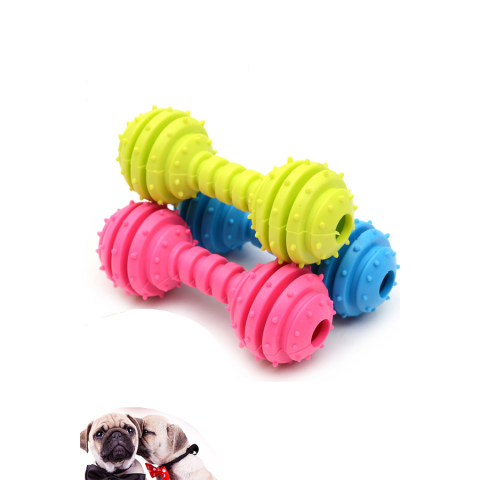 Pet rubber thorn ring barbell molar toy
