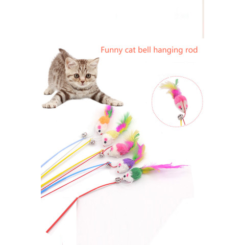 Pet feather mouse funny cat stick with bell training cat toy