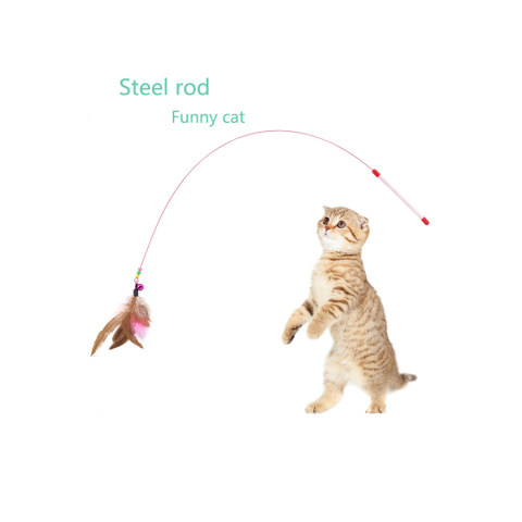 Pet wire feather bell small fish funny cat stick cat toy