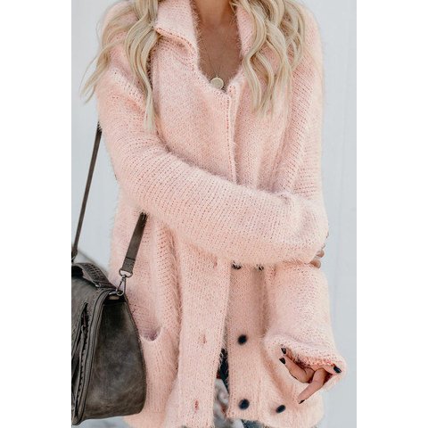 Fashion Solid Color Double Breasted Coat