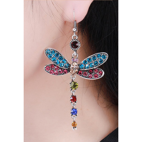 Vintage dragonfly crystal earrings