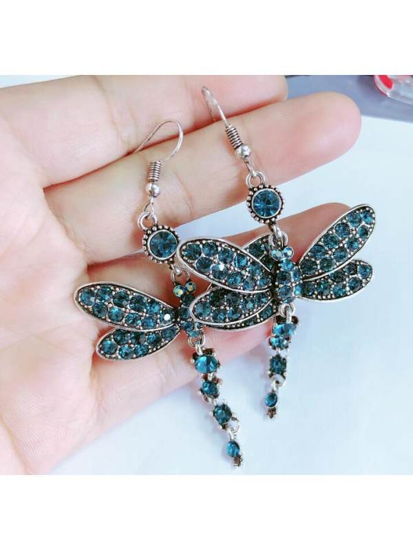 

Vintage dragonfly crystal earrings