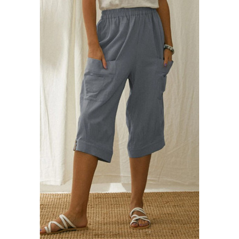 Solid Color Wide Leg Pants With Pocket