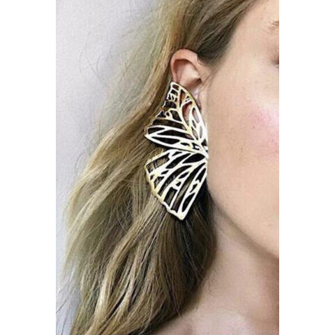 Exaggerated personality butterfly hollow earrings