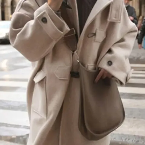 Hooded plus cotton thick loose woolen coat - Leanarea.chimpone.com 
